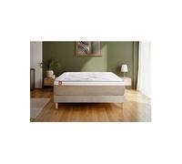 Matelas 140 x 200 cm Le Soyeux - Ressorts ensachés - Ep : 24 cm - sommier Beige avec 2 oreillers et couette