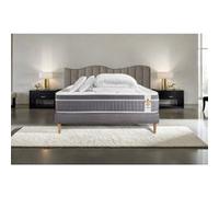 Matelas 140 x 200 cm Trente - Ressorts ensachés - Ep : 30 cm - sommier Gris avec 2 oreillers et couette G