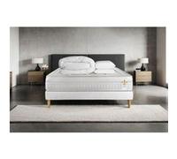 Matelas 140 x 200 cm Vingt-Huit - Ressorts ensachés - Ep : 28 cm - sommier Blanc avec 2 oreillers et couette G