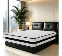 Matelas 140x190 cm, Mousse à Mémoire de Forme, Ép 26cm, Fermeté H3, 10 Zones Ergonomique, Mousse et Ressorts, Luxe, Anti-acariens