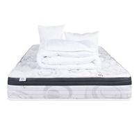Matelas 140x190 cm, Sleeplux, 26cm, latex, ergonomique, face été/hiver, haute densité + 2 Oreillers + couette G