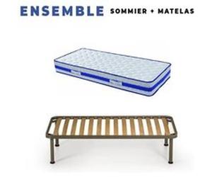 Matelas 140x190 + Sommier démonté + Pieds + Protège Matelas Offerts - Mousse Poli Lattex Indéformable - Hauteur 29 cm - Face Hiver avec Laine Merinos - Face été avec Lin - Soutien Ferme - Orthopédique
