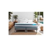 Matelas 160 x 200 cm Bodyform - Mousse à mémoire de forme - Ep : 20 cm - sommier Gris avec 2 oreillers et couette