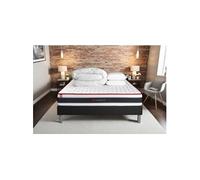 Matelas 160 x 200 cm Energy - Ressorts ensachés - Ep : 22 cm - sommier Noir avec 2 oreillers et couette