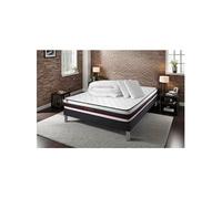 Matelas 160 x 200 cm Form - Mousse - Ep : 19 cm - sommier Noir avec 2 oreillers et couette