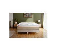 Matelas 160 x 200 cm Le Soyeux - Ressorts ensachés - Ep : 24 cm - sommier Beige avec 2 oreillers et couette