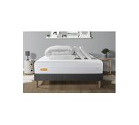 Matelas 160 x 200 cm Memo bio - Mousse à mémoire de forme - Ep : 26 cm - sommier Gris avec 2 oreillers et couette