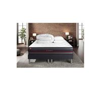 Matelas 160 x 200 cm Regen - Mousse à mémoire de forme - Ep : 24 cm - sommier Noir avec 2 oreillers et couette
