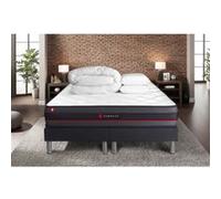 Matelas 160 x 200 cm Regen - Mousse à mémoire de forme - Ep : 24 cm - sommier Noir avec 2 oreillers et couette G