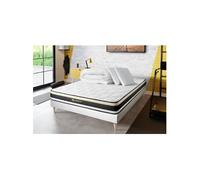 Matelas 160 x 200 cm Soft - Mousse - Ep : 19 cm - sommier Blanc avec 2 oreillers et couette