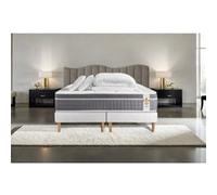 Matelas 160 x 200 cm Trente - Ressorts ensachés - Ep : 30 cm - sommier Blanc avec 2 oreillers et couette G