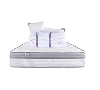 Matelas 160x200 cm,Relaxation,26cm,Ressorts Ensachés,Mousse HD,ergonomique,Soutien Equilibré + 2 Oreillers + Couette