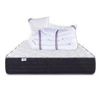 Matelas 160x200 cm, Sérénité, Ressorts Ensachés, Mousse Haute Densité, ergonomique, Soutien très ferme + 2 Oreillers + Couette G