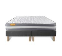 Matelas 160x200 + double sommiers gris 80x200 Memo Plus Memoire de forme 3 zones