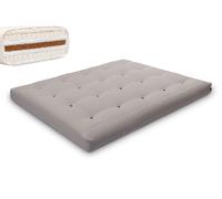 Matelas 160x200 naturel avec de la laine, coco et 2x latex - Futon Comfort Wool - Pascall Gris