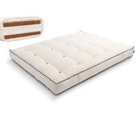 Matelas 160x200 naturel avec de la laine, latex et 2x coco - Futon Comfort Wool Hard Kedro - Pascall Ecru