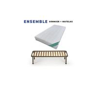 Matelas 160x200 + Sommier Démonté + pieds Offerts Mousse Poli Lattex Indéformable - Déhoussable Housse Lavable - Hauteur 19 cm - Soutien Ferme