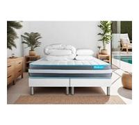 Matelas 180 x 200 cm Bodyform - Mousse à mémoire de forme - Ep : 20 cm - sommier Blanc avec 2 oreillers et couette G
