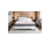 Matelas 180 x 200 cm Energy - Ressorts ensachés - Ep : 22 cm - sommier Blanc avec 2 oreillers et couette