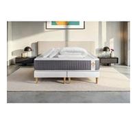 Matelas 180 x 200 cm Vingt-Six - Ressorts ensachés - Ep : 26 cm - sommier Blanc avec 2 oreillers et couette G