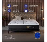 Matelas 180x200 cm - Privilège - Matelas Ressorts Ensachés,Mousse mémoire de forme HR + Blue Latex,Mi-ferme,épais 26 cm