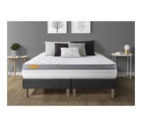 Matelas 180x200 + double sommier gris 90x200 Memo Zen Mousse a memoire de forme 5 zones de confort MAXI epaisseur