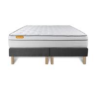 Matelas 180x200 + double sommiers gris 90x200 Memo Luxe Ressorts ensaches + memoire de forme 5 zones de confort MAXI epaisseur
