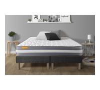 Matelas 180x200 + double sommiers gris 90x200 Memo Plus Memoire de forme 3 zones