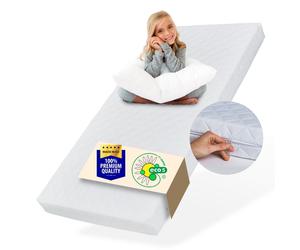 Matelas 80x160 cm Matelas pour bébé Matelas pour bébé avec housse lavable Enfants 10 cm d'épaisseur Matelas réversible eco5 pour lit d'enfant Lit de sol