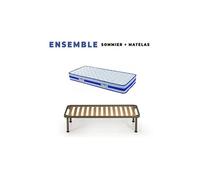 Matelas 80x190 + Sommier démonté + Pieds + Oreiller Mémoire + Protège Matelas Offerts - Mousse Poli Lattex Indéformable - Hauteur 29 cm - Face Hiver