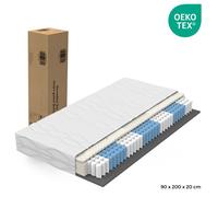 Matelas 90x200, 20 cm Épaisseur, Amovible et 7 Zones Ressort, Fermeté H3, Matelasune Personne Réversible, Mousse Cellulaire à Vague