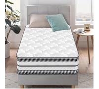 Matelas 90x200 cm Epaisseur 26cm, Hybride: Mousse à mémoire de forme+ Ressort indépendant, Hypoallergénique, H3, 7 zones de confort