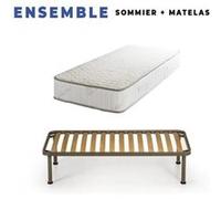 Matelas 90x200 + Sommier Démonté + pieds + Protège Matelas + Oreiller Mémoire Offerts Mousse Poli Lattex Indéformable - 23 cm - Face Hiver Pure Laine Merinos - Soutien Très Ferme - Tissu Aloe Vera Sup