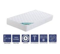 Matelas 90x200 x 21 cm + Alèse + Oreiller Visco - Très Ferme - Aertech+ 35 Kg/m3 HR Dernière Génération - Très Respirant G