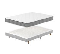 Matelas à ressorts 140x200x20cm+Sommier, TEENO Matelas Ressorts Ensachés Hybrid,Sommier Tapissier de protection Épais 20cm