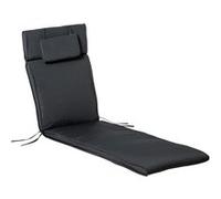 Outsunny Coussin Bain de Soleil Coussin Chaise Longue Matelas transat déhoussable avec zippé, tétière, Cordons d'attache, Matelas Uniquement, 198 x 53 x 5 cm, Gris