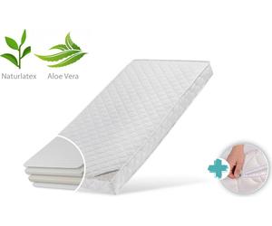 Matelas bébé 60x120 cm LATEX ROYAL avec housse aloe vera et deux degrés de fermeté, 10 cm d'épaisseur, Matelas bébé 60x120 Matelas pour lit bébé