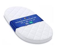 Matelas bebe - 75x35 cm pour lit bebe berceau couffin nacelle et lits parapluie 35 x 75 avec housse enfant contre l'humidité ovale