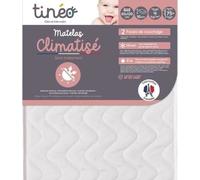 Matelas Bébé Climatisé 60x120 cm, Double Face Été Hiver, Mousse Polyuréthane 16kg/m3, Anti-acariens, Fabriqué en France