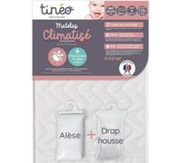 Matelas Bébé Climatisé TINEO 60x120 cm, Evolutif, Face Hiver/Été, Avec Drap Housse et Alèse, Fabriqué en France