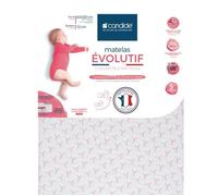 Matelas Bébé Évolutif - CANDIDE - 60x120x12cm - Hypoallergénique - Fabriqué En France - Garantie 5 Ans