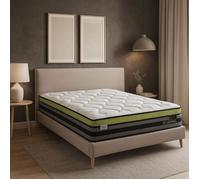 Matelas Biconfort 140x190 | Indépendance Couchage : 2 Types de Conforts | Épaisseur 28 cm | Mémoire de Forme et Ressorts Ensachés