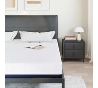 Matelas blanc et bleu 180 x 200 cm tissu jacquard | Mousse à mémoire de forme, moyennement rigide, super king size, 1 pièce, chambre à coucher