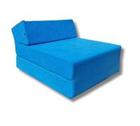 Matelas chauffeuse lit fauteuil futon pliable pliant 160x60x12 cm - NATALIA SPZOO - bleu - Mousse - Ferme - 1 place