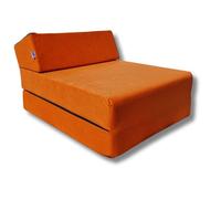Matelas chauffeuse lit fauteuil futon pliable pliant 160x60x12 cm - NATALIA SPZOO - orange - Mousse - Ferme - 1 place
