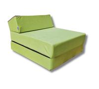 Matelas chauffeuse lit fauteuil futon pliable pliant 160x60x12 cm - NATALIA SPZOO - Vert - Mousse - Ferme - 1 place