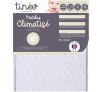 Matelas Climatisé TINEO 60x120x10cm - Matelas Bébé - Climatisé - 1 Face Été - 1 Face Hiver - Sans Traitement - Fabriqué En France