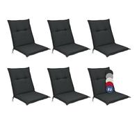 Matelas Coussin Chaise Bas Dossier Graphite Beautissu Base NL - Set de 6 - 100x50x6cm