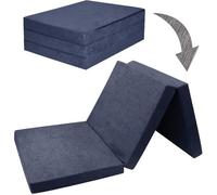 Matelas d'appoint pliant - FORTISLINE - 195x120x7cm - 2 places - Bleu - Confort ferme