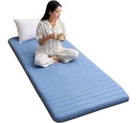 Matelas De Sol Simple avec Sac De Rangement sous Vide Réutilisable - Tapis De Tatami Japonais Matelas Futon en Coton Roulable Lit D'appoint Pliable Dortoir étudiant (90x190CM,Bleu)
